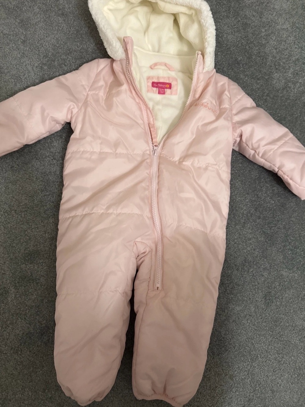Pink Platinum Light Pink Hooded Infant Snowsuit One-Piece